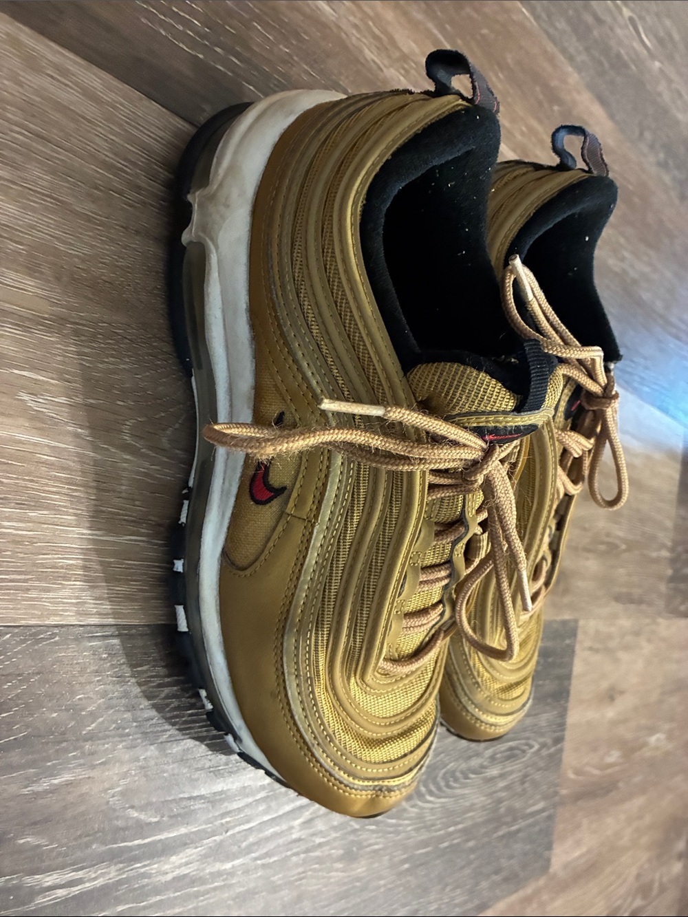 Nike Womens Gold Air Max 97 Casual Sneakers - Picture 3 of 5